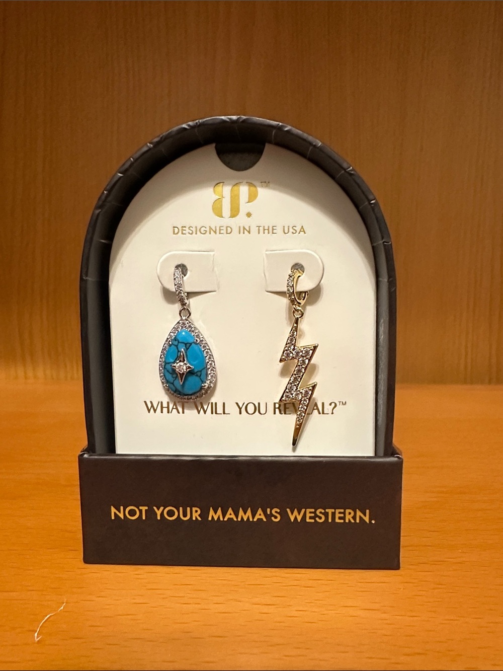 BP Outlaw charms.  Turquoise Teardrop & Lightning Mismatch Earrings